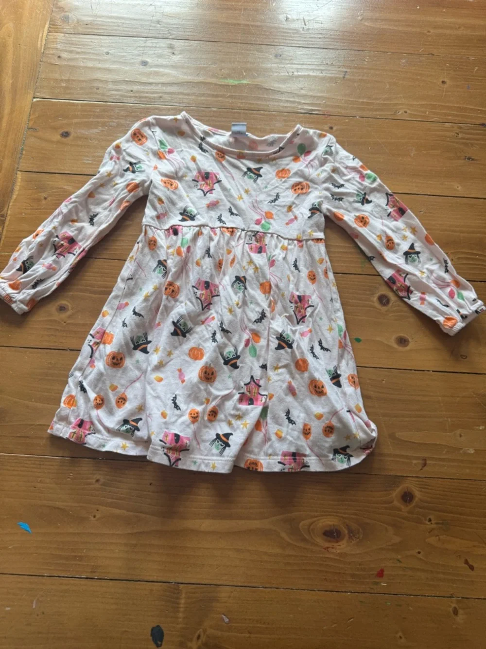 Old Navy Light Pink Halloween Print Long-Sleeve Dress